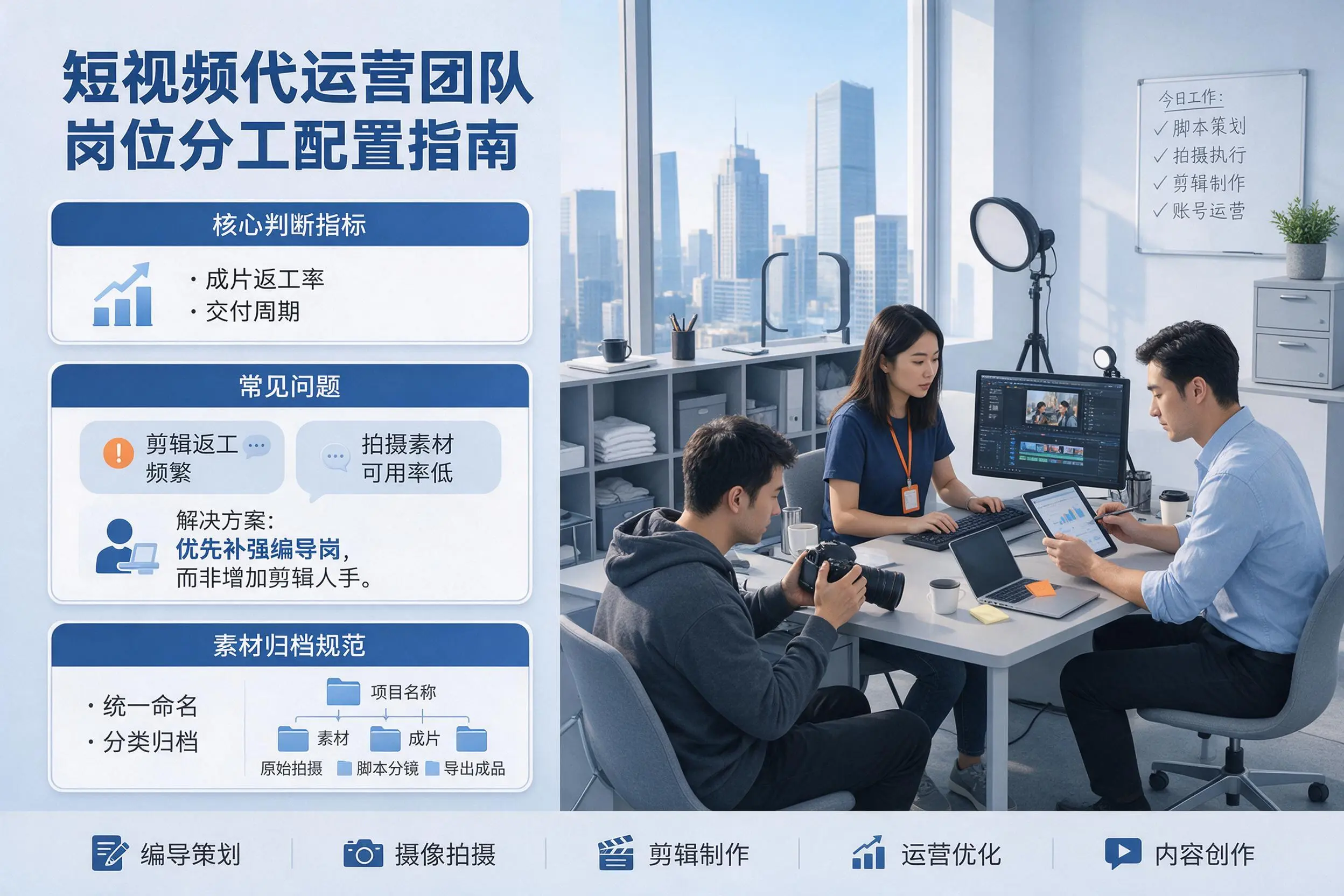 短视频代运营团队如何配置？张掖企业岗位分工科普说明